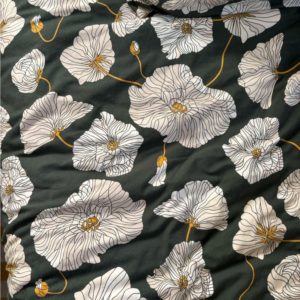 Schoolhouse Black and Gold Floral Duvet Cover & Two Pillow Shames